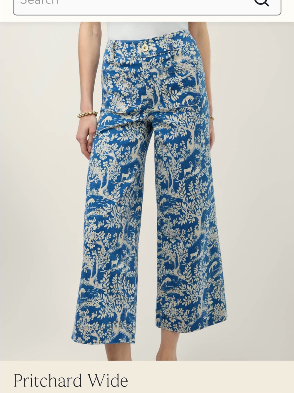 Spartina 449 Blue and Cream Wide-Leg Printed Pants
